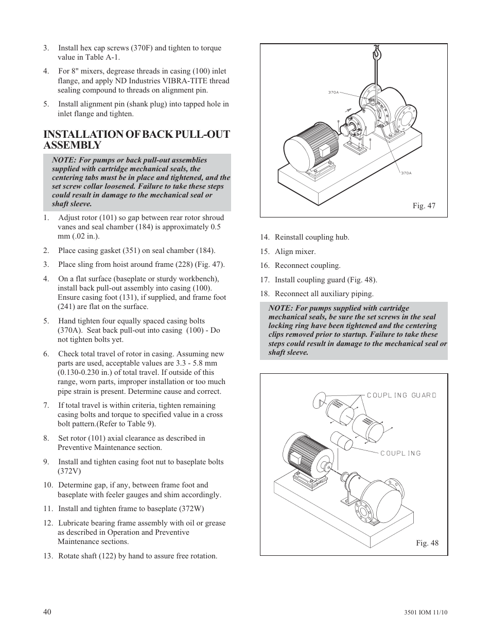 Installation of back pull-out assembly | Goulds Pumps 3501 Mixer - IOM User Manual | Page 44 / 48