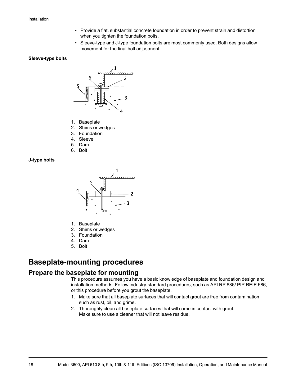 Baseplate-mounting procedures, Prepare the baseplate for mounting | Goulds Pumps 3600 - IOM User Manual | Page 20 / 110