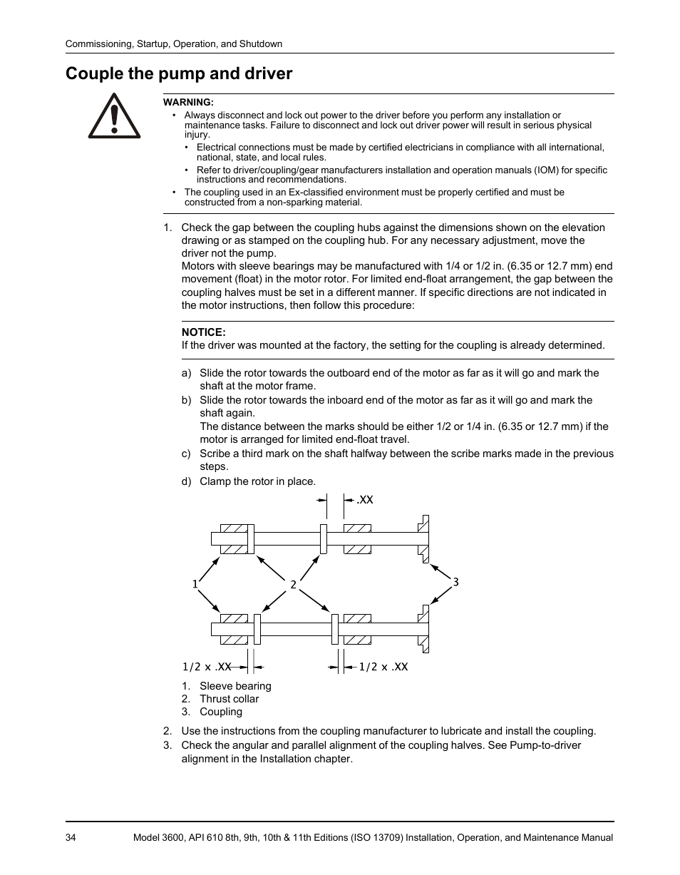 Couple the pump and driver | Goulds Pumps 3600 - IOM User Manual | Page 36 / 110