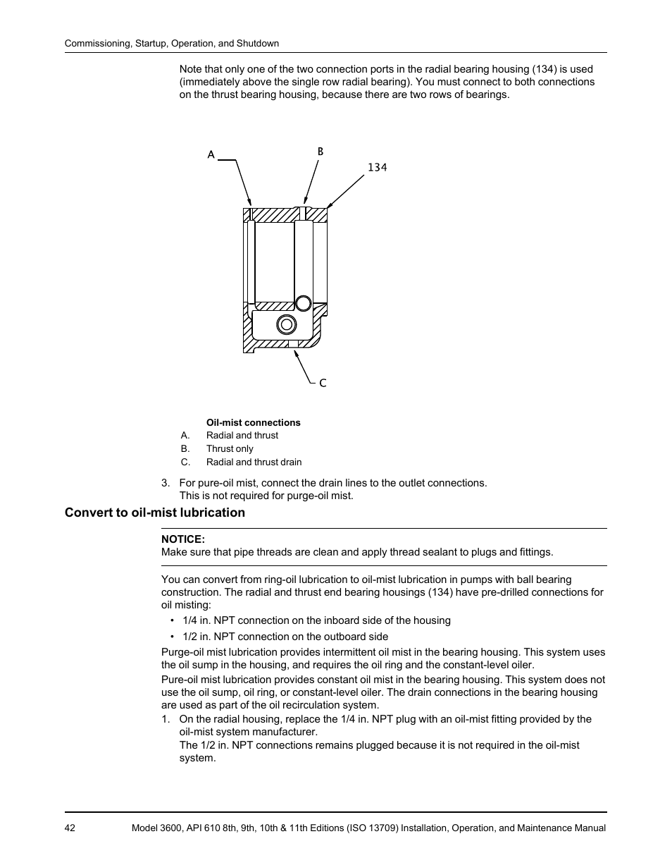 Convert to oil-mist lubrication | Goulds Pumps 3600 - IOM User Manual | Page 44 / 110
