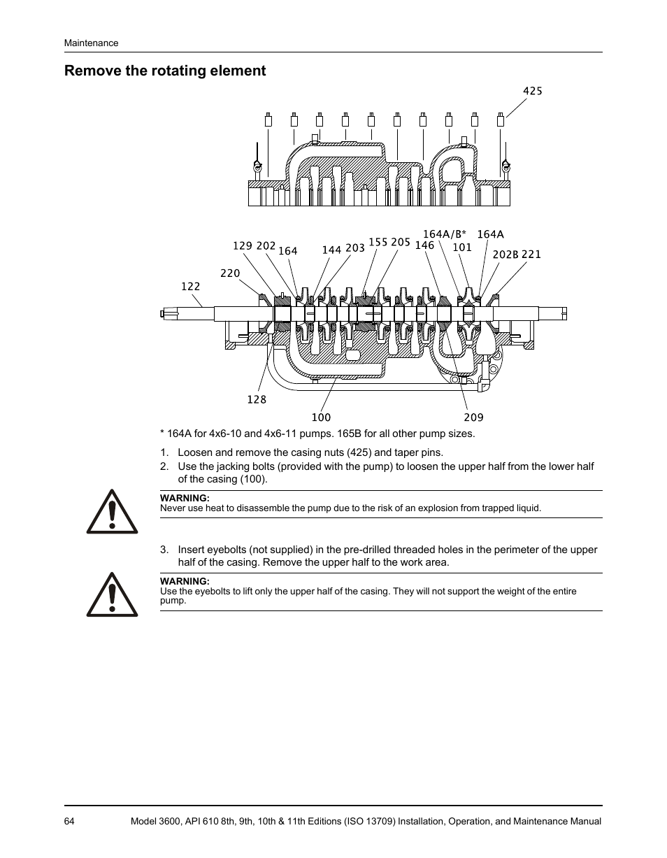 Remove the rotating element | Goulds Pumps 3600 - IOM User Manual | Page 66 / 110