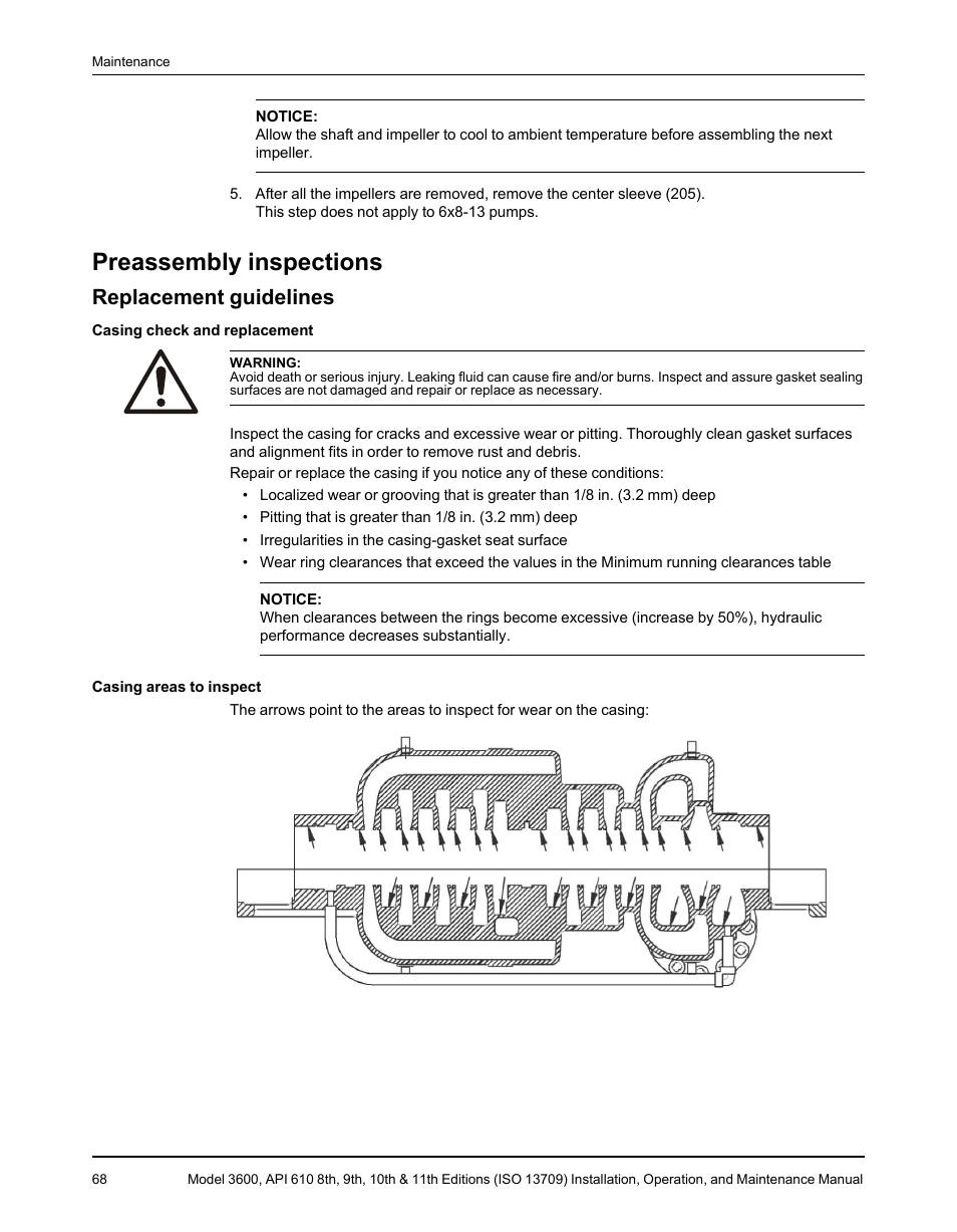 Preassembly inspections, Replacement guidelines | Goulds Pumps 3600 - IOM User Manual | Page 70 / 110