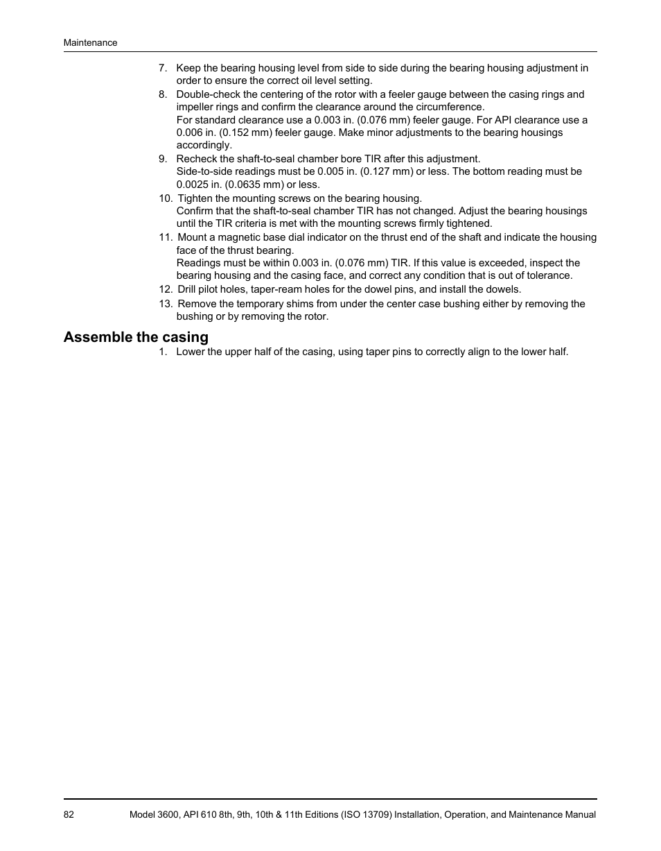 Assemble the casing | Goulds Pumps 3600 - IOM User Manual | Page 84 / 110