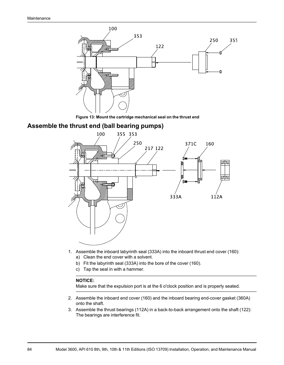 Assemble the thrust end (ball bearing pumps) | Goulds Pumps 3600 - IOM User Manual | Page 86 / 110