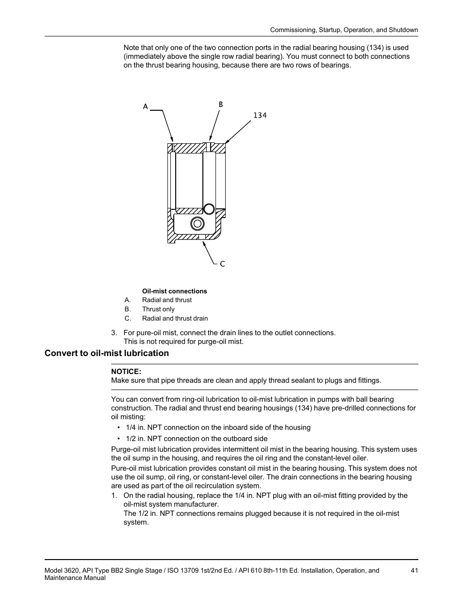 Convert to oil-mist lubrication | Goulds Pumps 3620 - IOM User Manual | Page 43 / 98