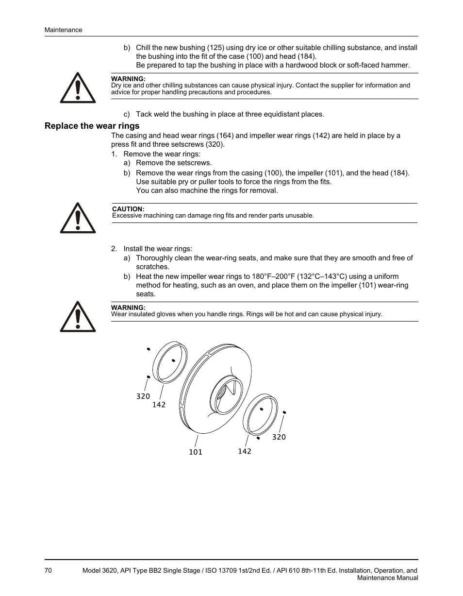 Replace the wear rings | Goulds Pumps 3620 - IOM User Manual | Page 72 / 98