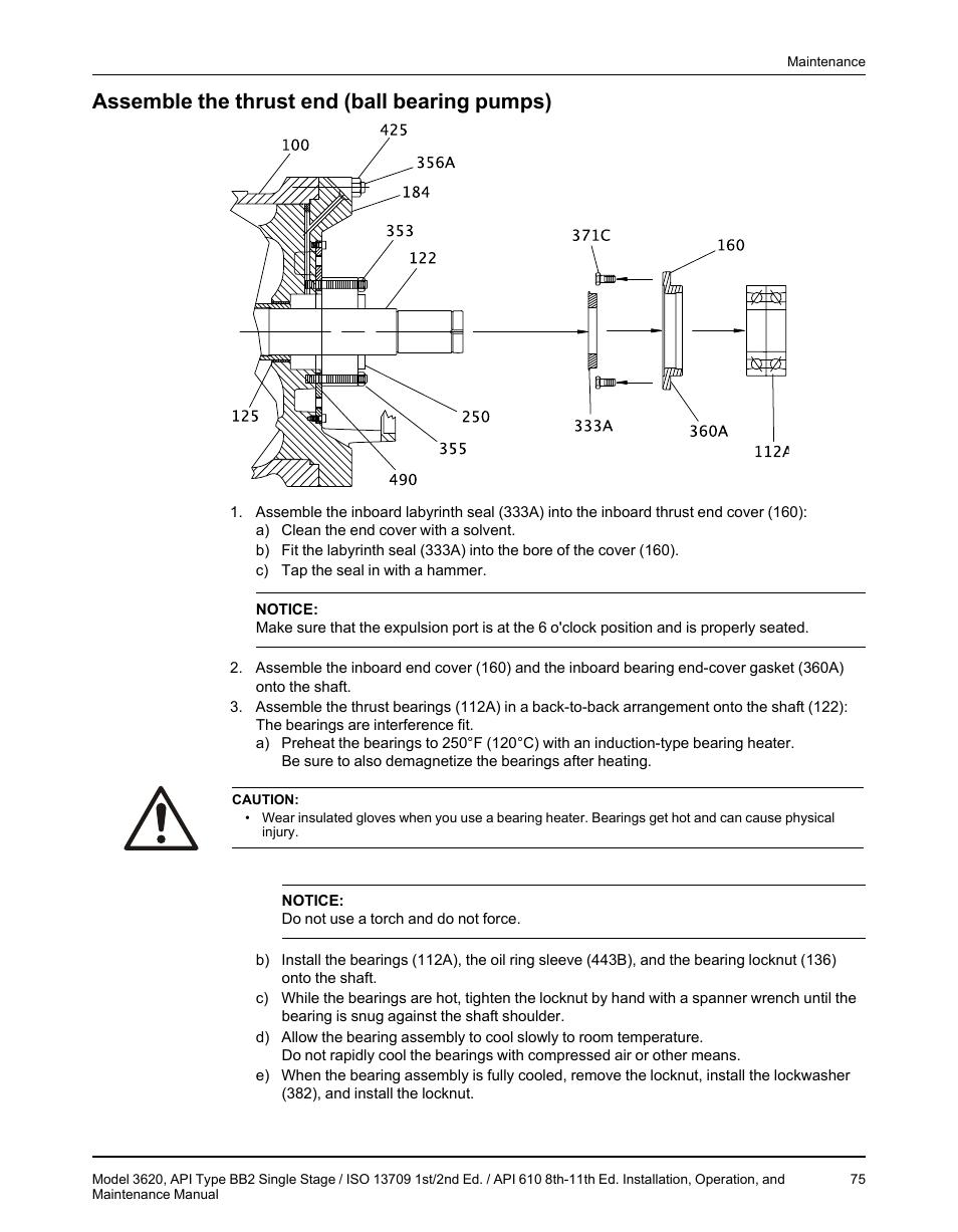 Assemble the thrust end (ball bearing pumps) | Goulds Pumps 3620 - IOM User Manual | Page 77 / 98