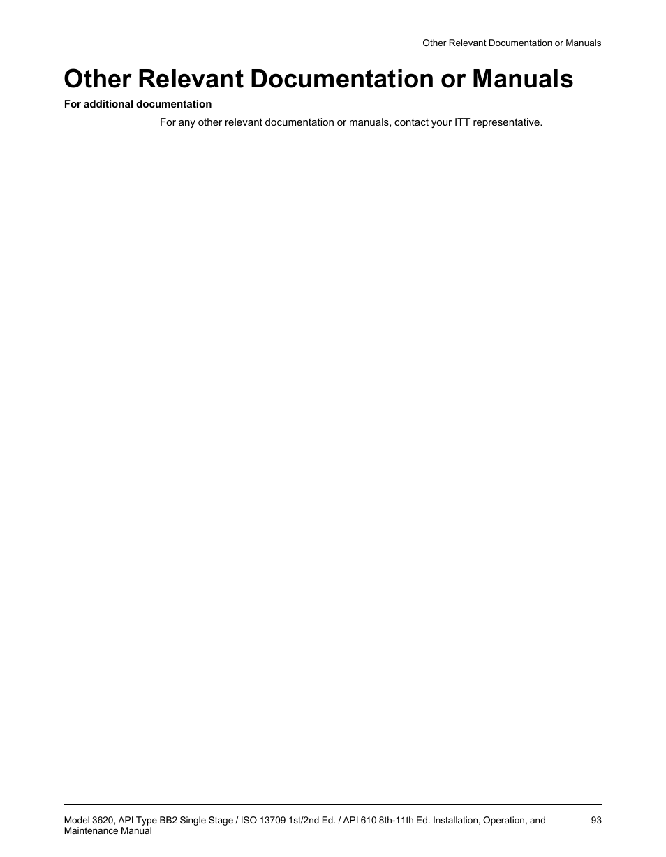 Other relevant documentation or manuals | Goulds Pumps 3620 - IOM User Manual | Page 95 / 98