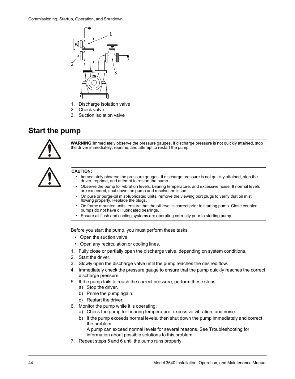 Start the pump | Goulds Pumps 3640 - IOM User Manual | Page 46 / 98