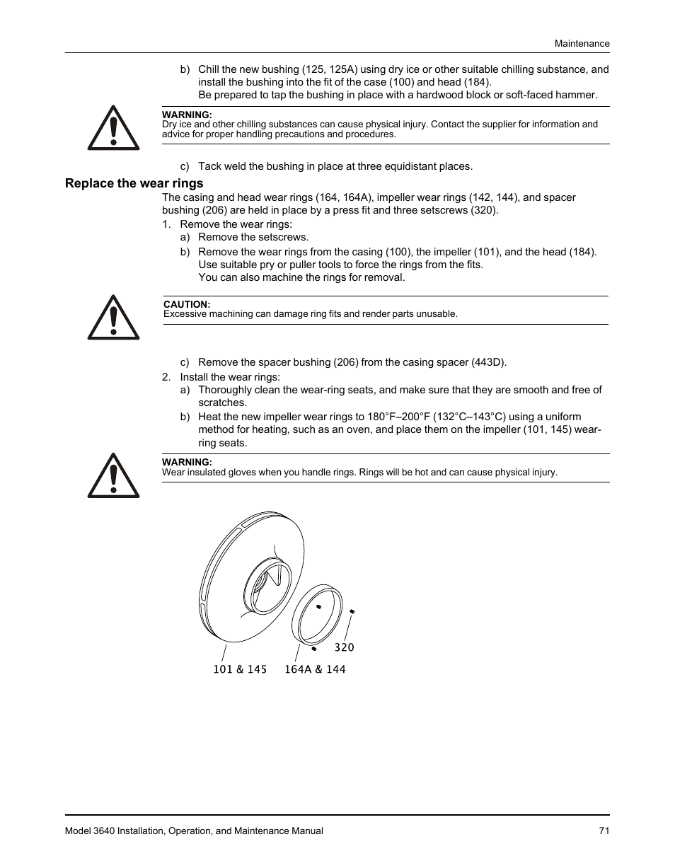 Replace the wear rings | Goulds Pumps 3640 - IOM User Manual | Page 73 / 98