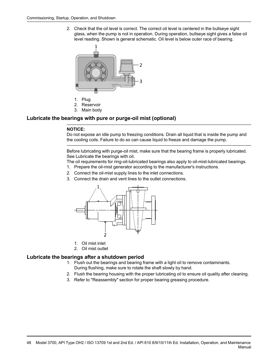 Lubricate the bearings after a shutdown period | Goulds Pumps 3700 - IOM User Manual | Page 50 / 110