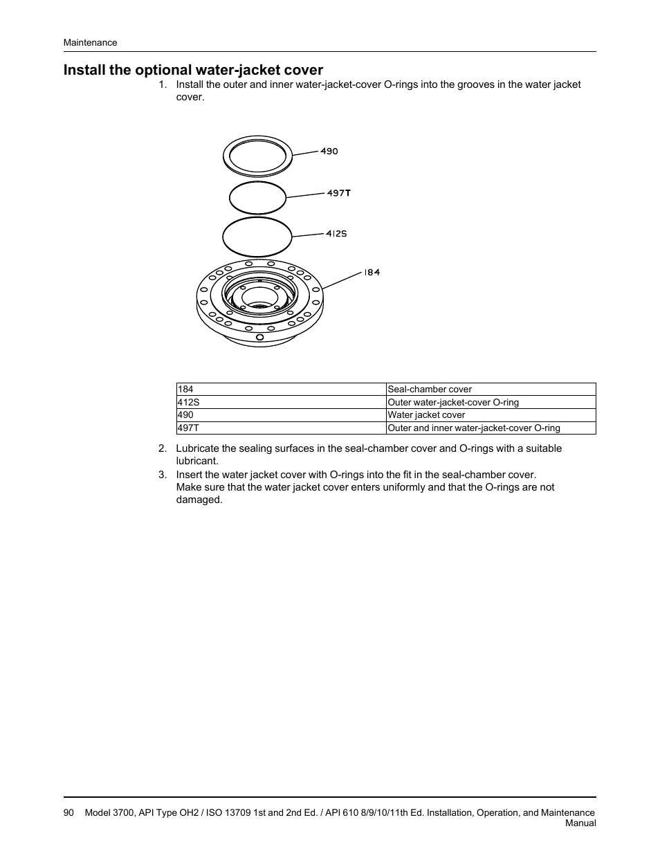 Install the optional water-jacket cover | Goulds Pumps 3700 - IOM User Manual | Page 92 / 110