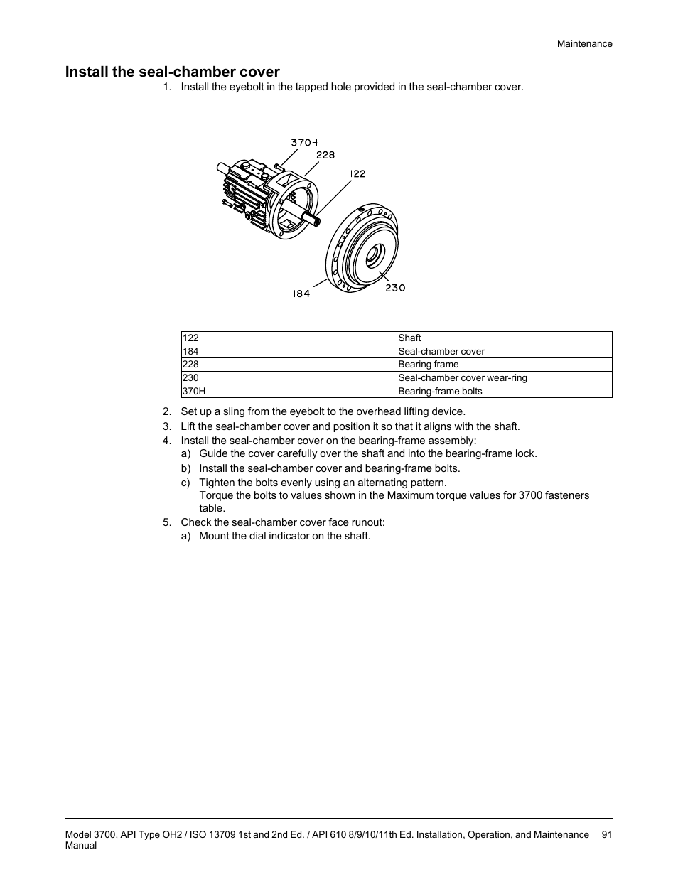 Install the seal-chamber cover | Goulds Pumps 3700 - IOM User Manual | Page 93 / 110