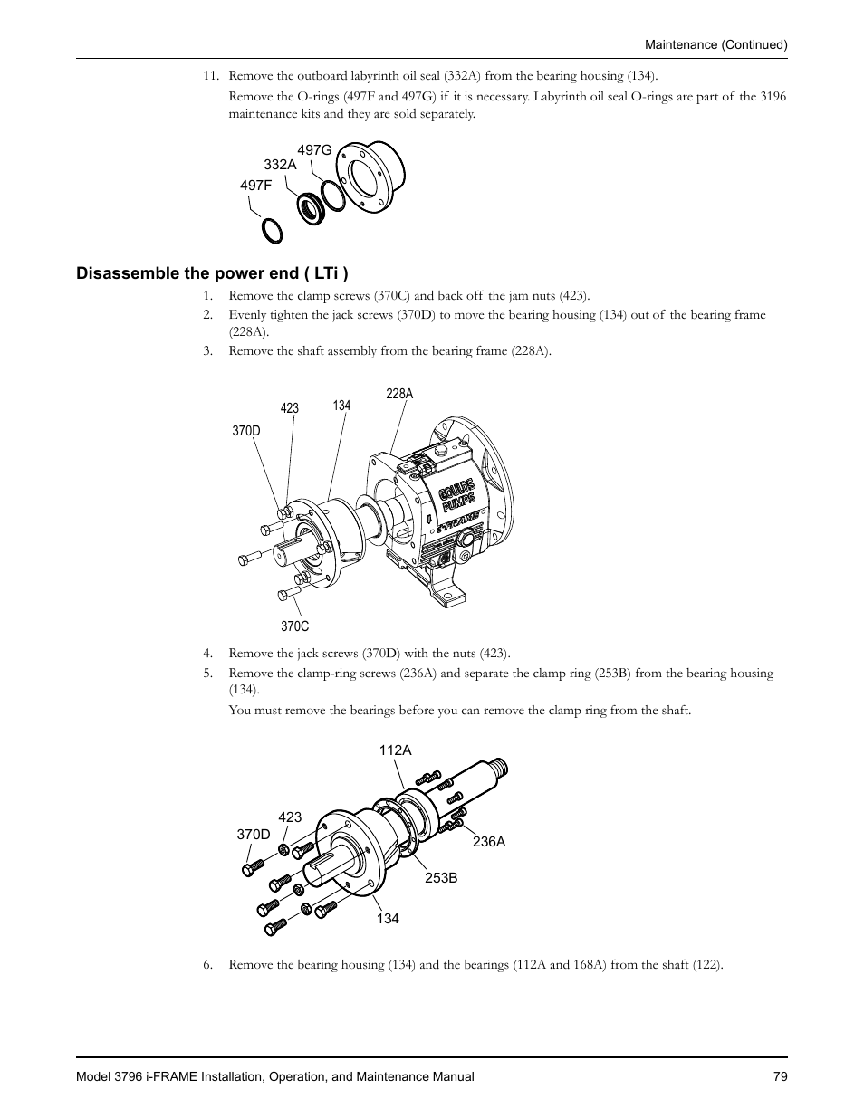 Disassemble the power end ( lti ) | Goulds Pumps 3796 i-FRAME - IOM User Manual | Page 81 / 134