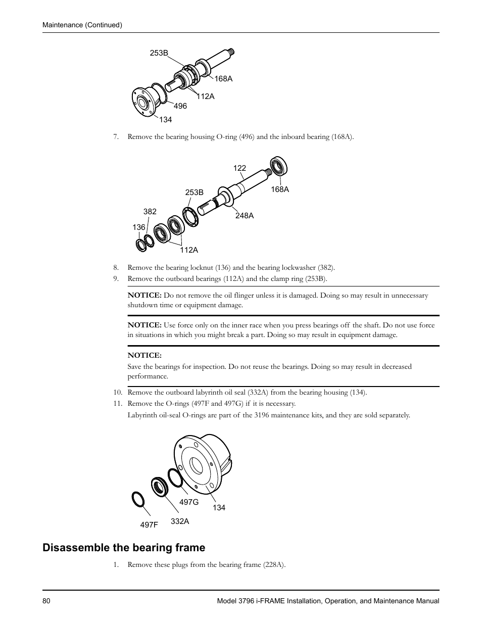 Disassemble the bearing frame | Goulds Pumps 3796 i-FRAME - IOM User Manual | Page 82 / 134