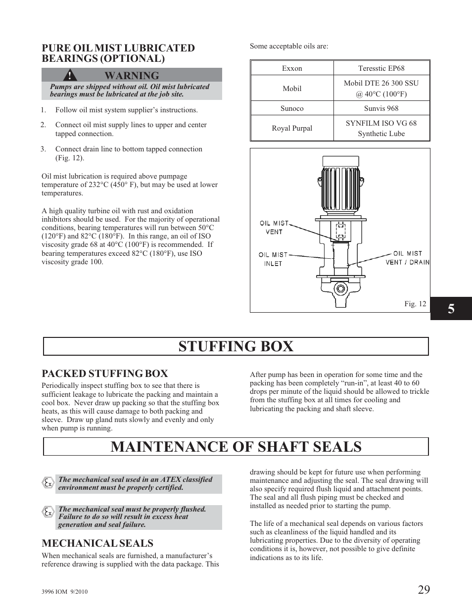 Stuffing box, Maintenance of shaft seals | Goulds Pumps 3996 - IOM User Manual | Page 33 / 52