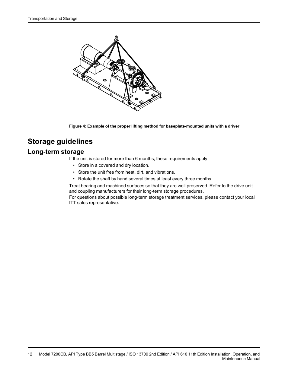 Storage guidelines, Long-term storage | Goulds Pumps 7200CB - IOM User Manual | Page 14 / 132