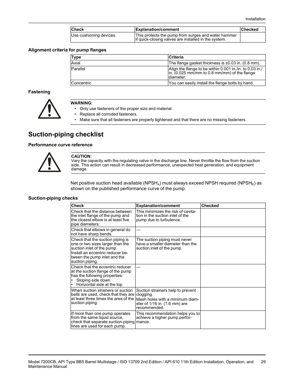 Suction-piping checklist | Goulds Pumps 7200CB - IOM User Manual | Page 31 / 132