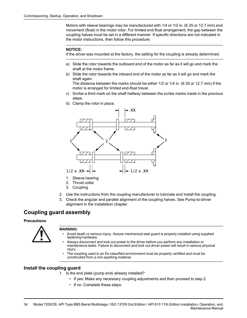Coupling guard assembly, Install the coupling guard | Goulds Pumps 7200CB - IOM User Manual | Page 36 / 132
