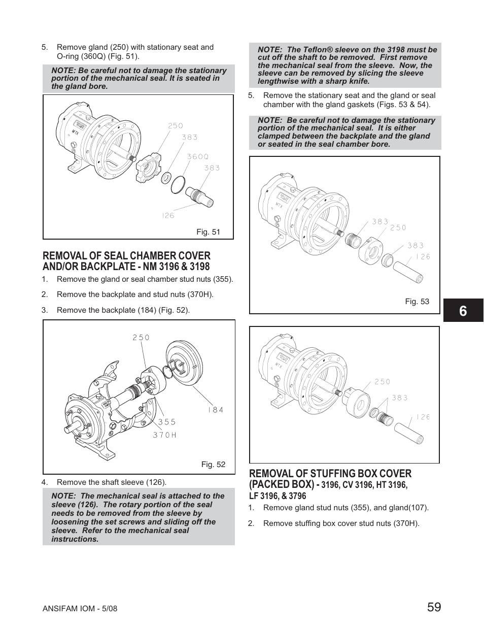 Removal of stuffing box cover (packed box) | Goulds Pumps ANSI FAMILY IOM (ATEX Compliant) User Manual | Page 13 / 27