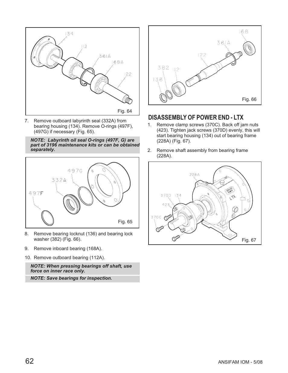 Disassembly of power end - ltx | Goulds Pumps ANSI FAMILY IOM (ATEX Compliant) User Manual | Page 16 / 27