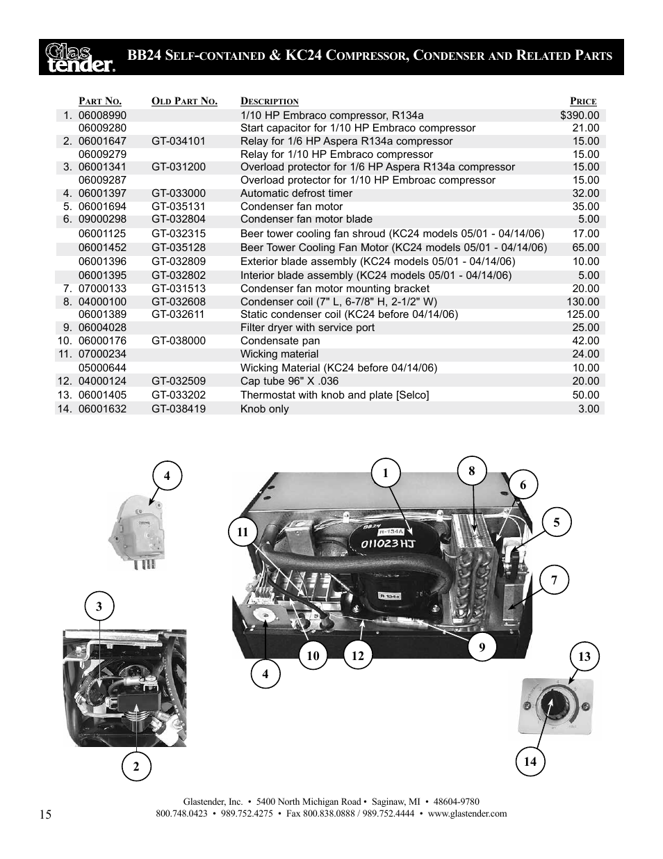 Bb24 s, Kc24 c | Glastender Vertical Door Coolers User Manual | Page 16 / 36