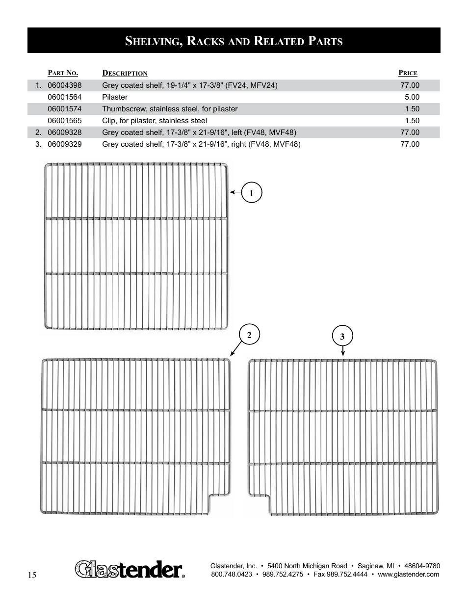 Helving, Acks, Elated | Arts | Glastender MFV48 User Manual | Page 16 / 18