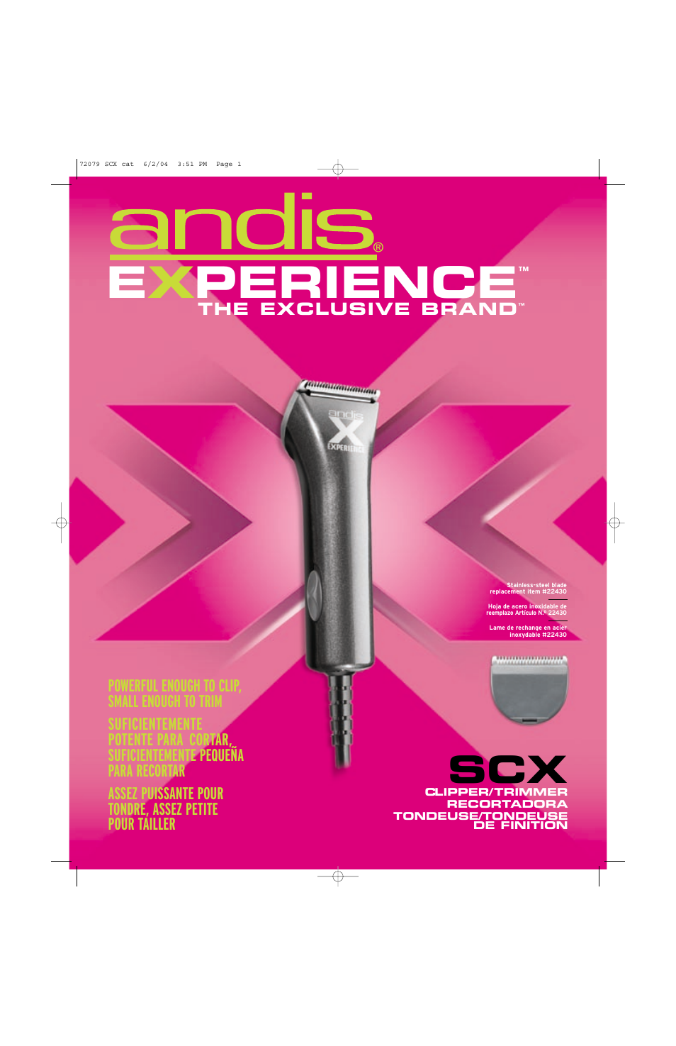 Andis Company SCX User Manual | 2 pages