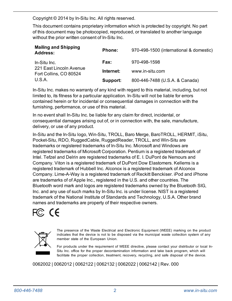 In-Situ Tube 300R Telemetry System User Manual | Page 2 / 44
