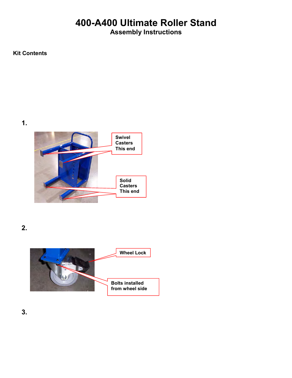 A400 ultimate roller stand, Assembly instructions | Mittler Bros Machine & Tool 400-VSUADJ User Manual | Page 26 / 38