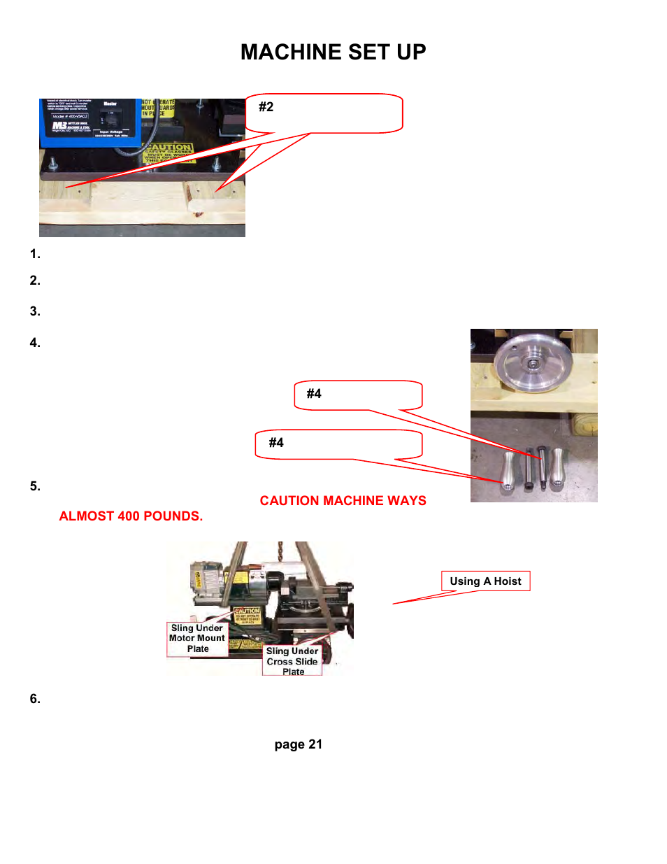 Machine set up | Mittler Bros Machine & Tool 400-VSUADJ User Manual | Page 6 / 38