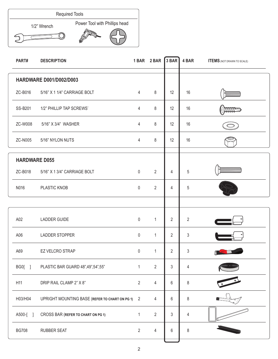 Vantech H1 Rack 3 Bar System for a GMC Savana 1996-On User Manual | Page 2 / 7