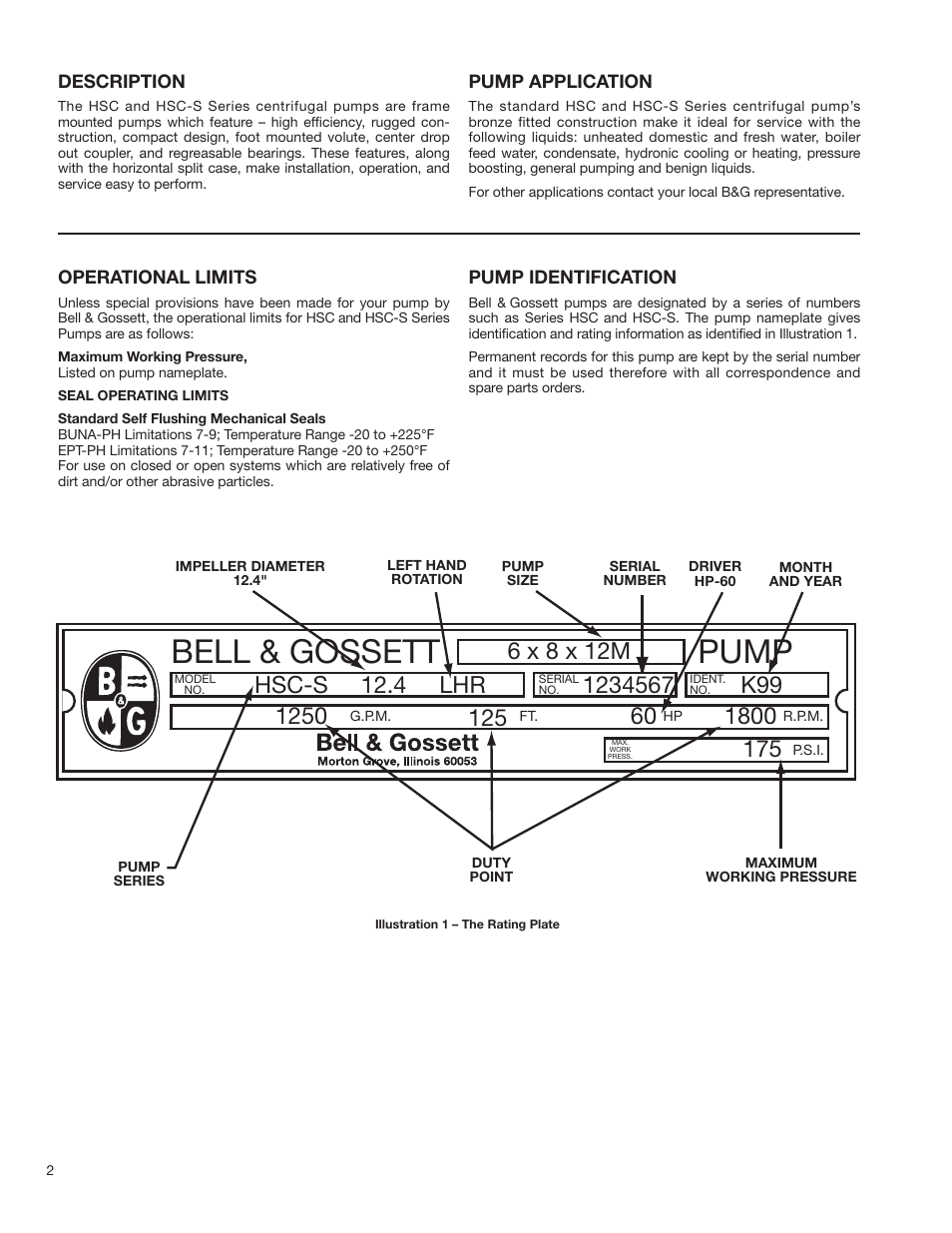 Bell & gossett pump | Bell & Gossett P81875G Series HSC-S Centrifugal Pump User Manual | Page 2 / 31
