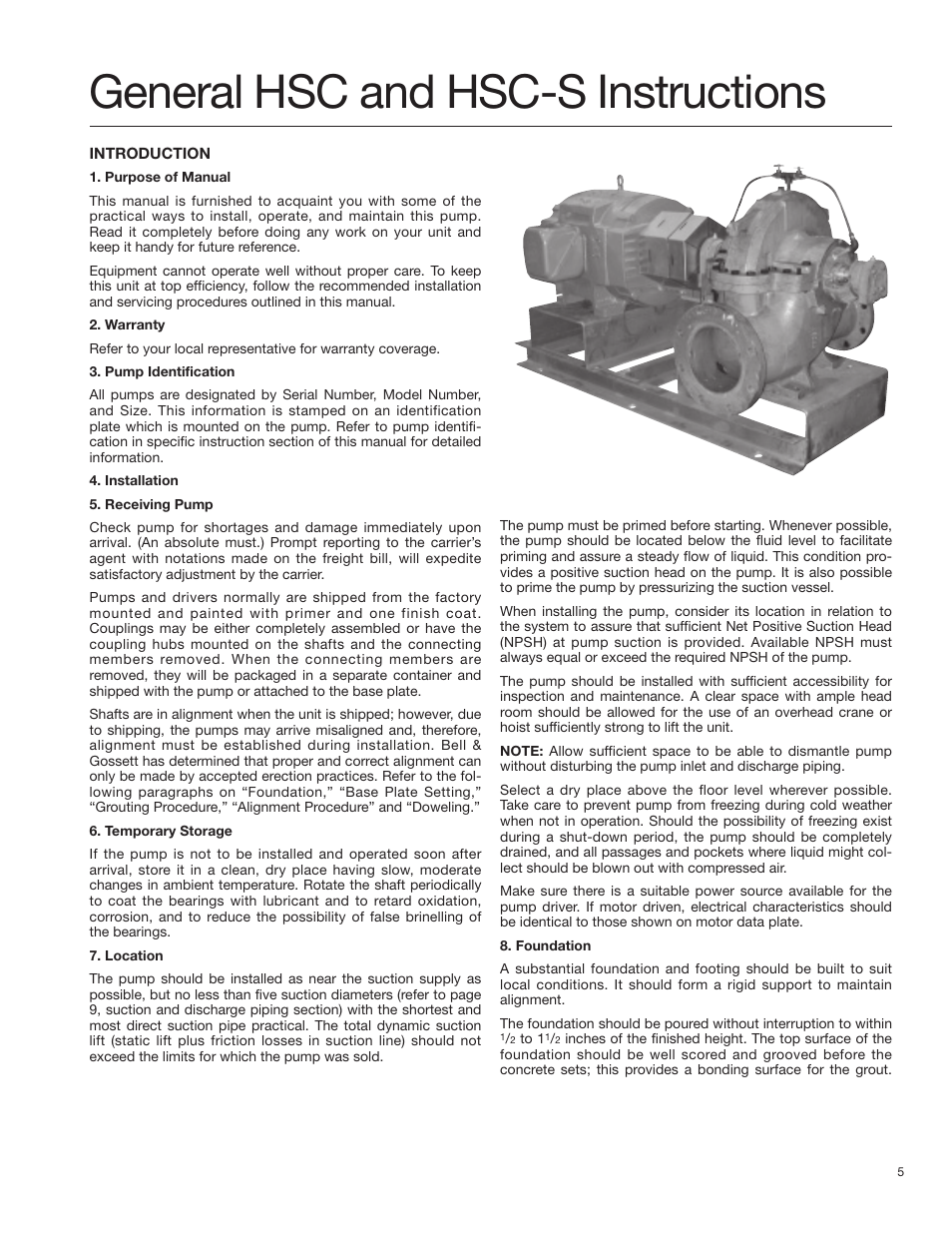 General hsc and hsc-s instructions | Bell & Gossett P81875G Series HSC-S Centrifugal Pump User Manual | Page 5 / 31