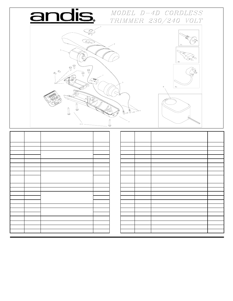 Andis Company D-4D User Manual | 1 page