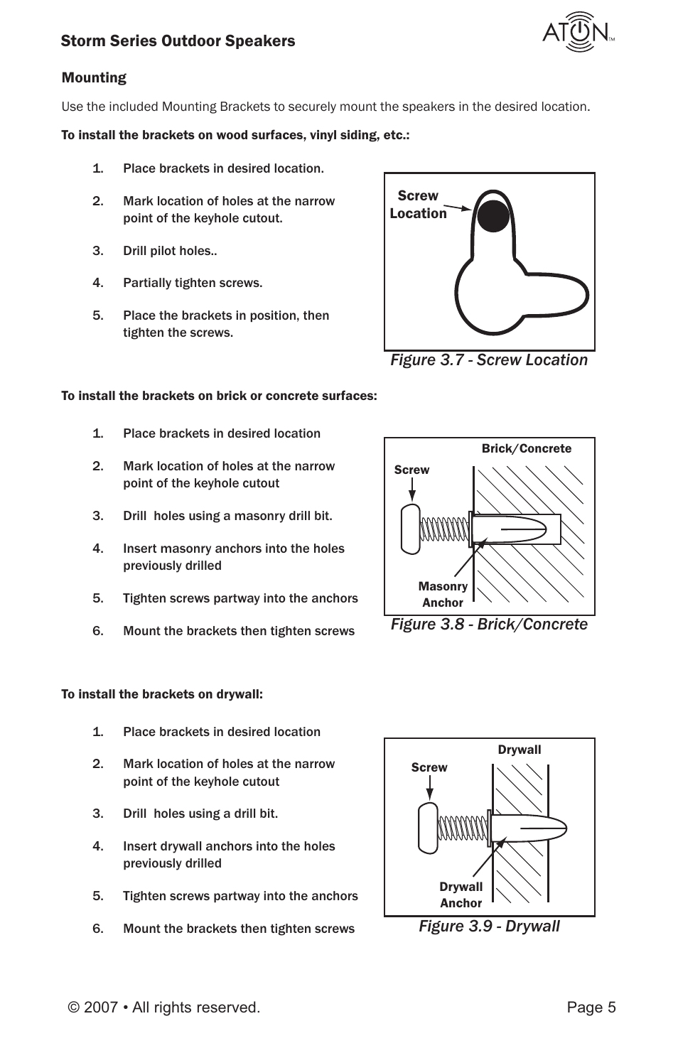 Storm series outdoor speakers | ATON O41 User Manual | Page 7 / 12