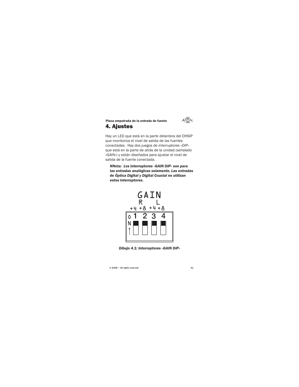 Gain | ATON Source Input Wall PlateWallplate DHSIP User Manual | Page 43 / 48
