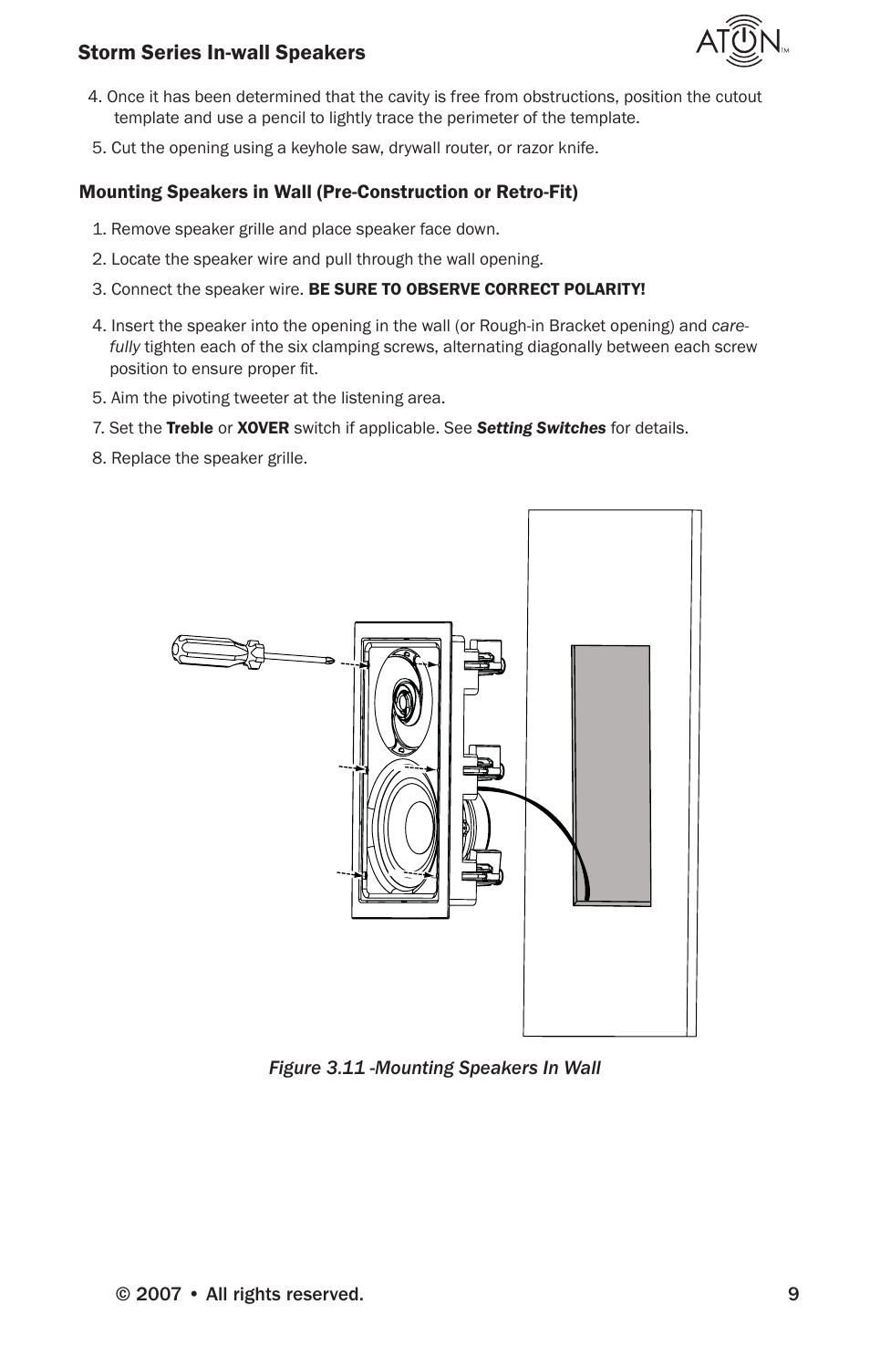 Storm series in-wall speakers | ATON Storm Series A82SW User Manual | Page 11 / 16