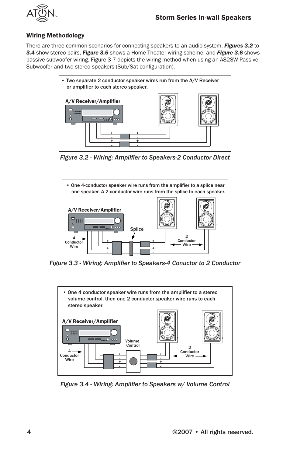 Storm series in-wall speakers, Wiring methodology | ATON Storm Series A82SW User Manual | Page 6 / 16