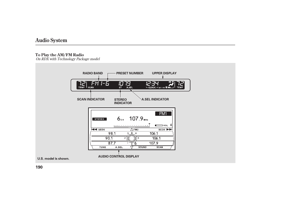 Audio system | Acura 2009 RDX User Manual | Page 196 / 434