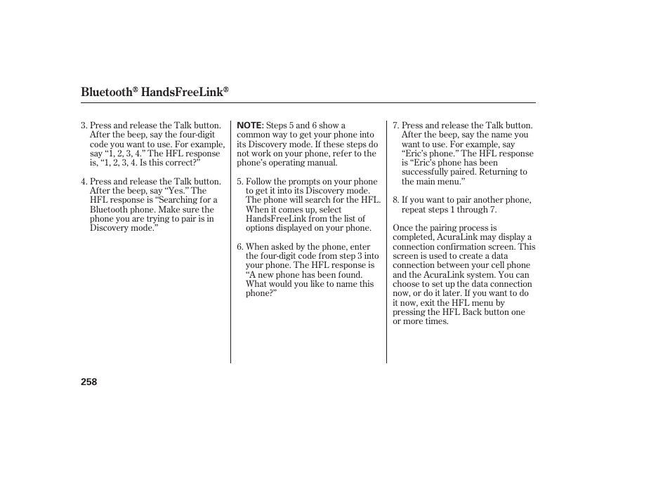 Bluetooth handsfreelink | Acura 2009 RDX User Manual | Page 264 / 434