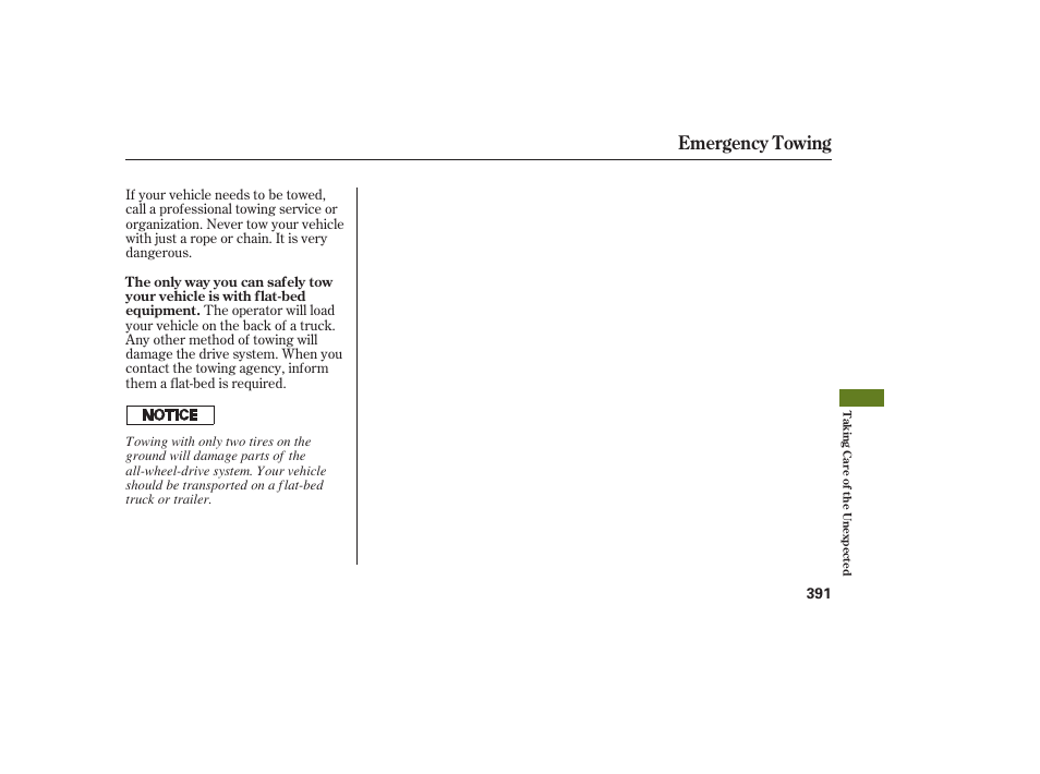 Emergency towing | Acura 2009 RDX User Manual | Page 397 / 434