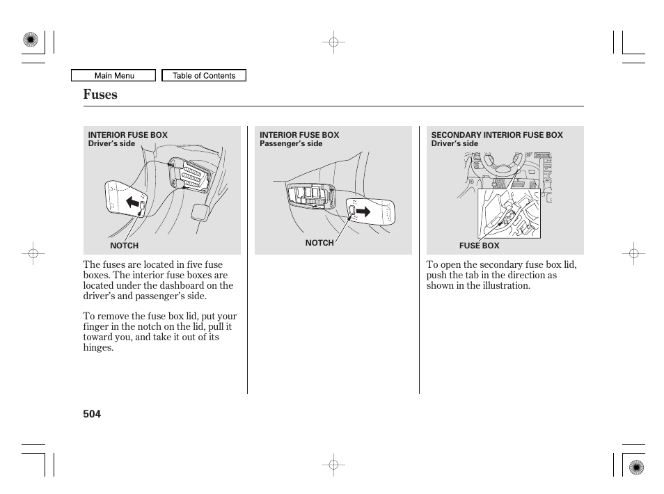 Fuses | Acura 2010 RL User Manual | Page 507 / 551