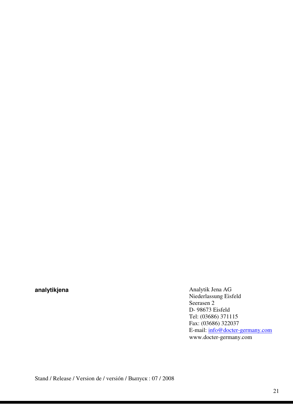 DOCTER DOCTER®classic 8x56 User Manual | Page 21 / 21
