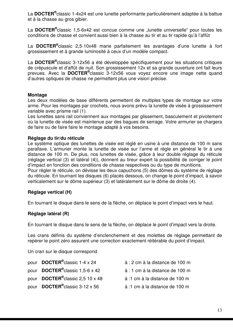 DOCTER Сlassic 3-12x56 User Manual | Page 13 / 26
