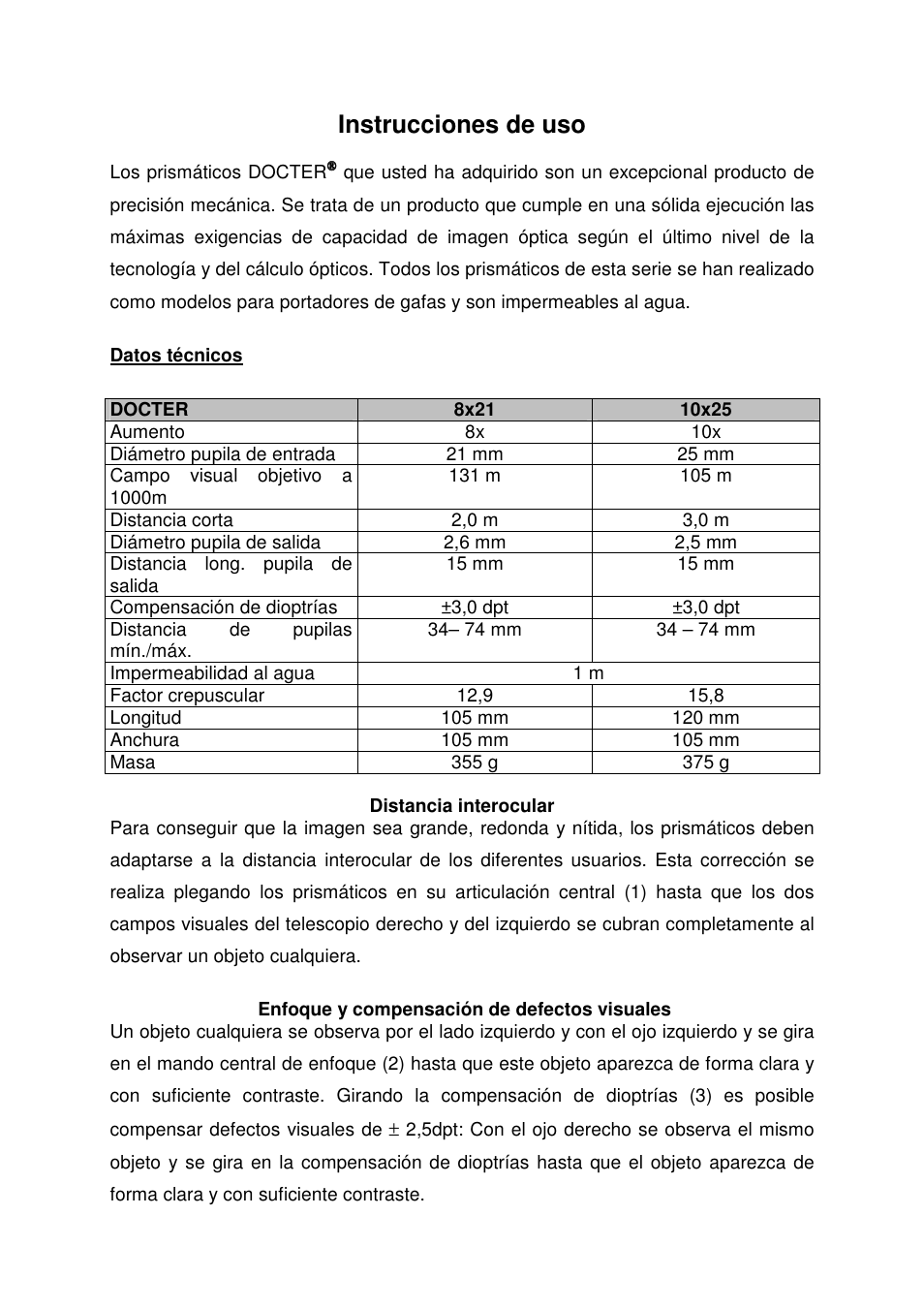 Instrucciones de uso | DOCTER DOCTER®compact Series User Manual | Page 10 / 15