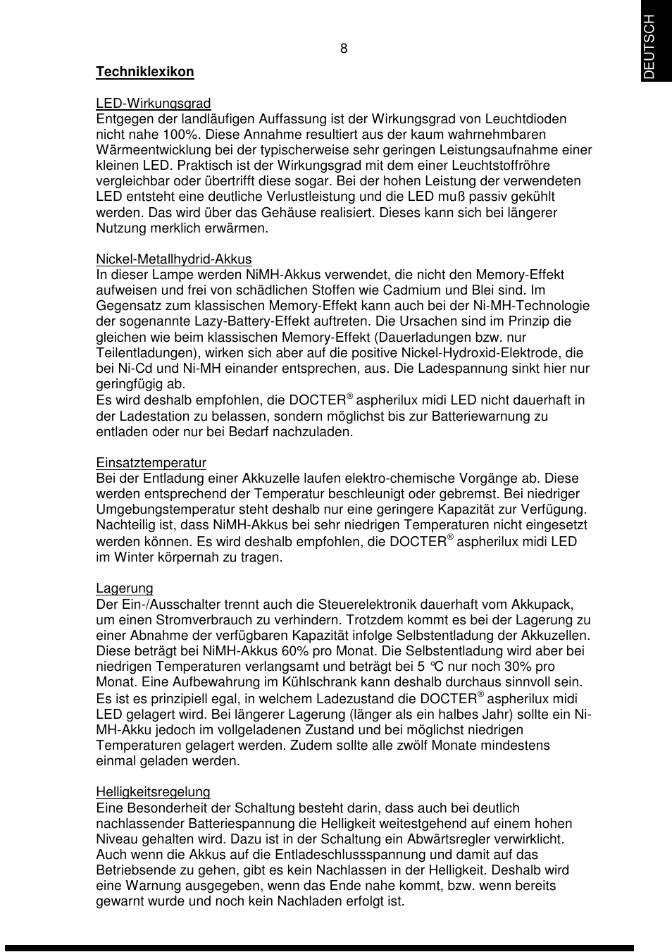 DOCTER DOCTER®aspherilux midi LED User Manual | Page 8 / 42