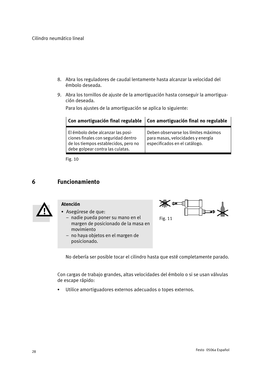6 funcionamiento, 6funcionamiento | Festo Стандартные цилиндры DNC-V с распределителем User Manual | Page 28 / 64
