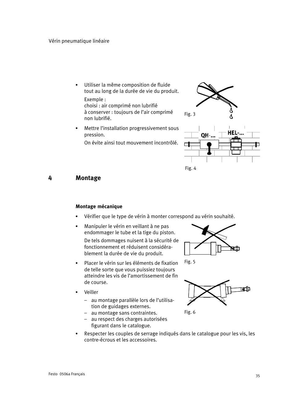 4 montage, Montage mécanique, 4montage | Festo Стандартные цилиндры DNC-V с распределителем User Manual | Page 35 / 64