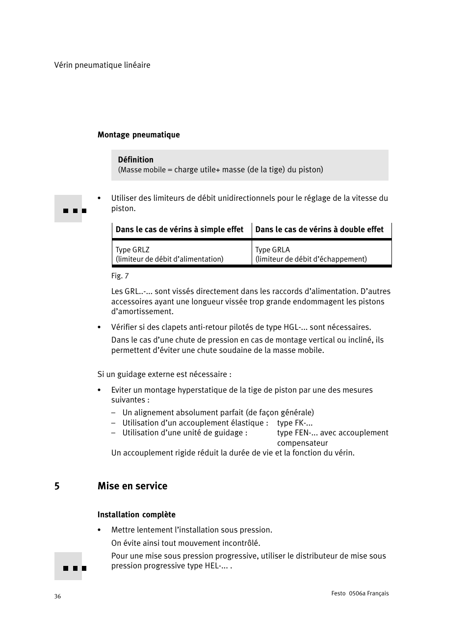 Montage pneumatique, 5 mise en service, Installation complète | 5mise en service | Festo Стандартные цилиндры DNC-V с распределителем User Manual | Page 36 / 64